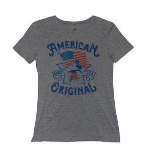 Disney Women’s Medium Gray Mickey American Original Short Sleeve T-Shirt